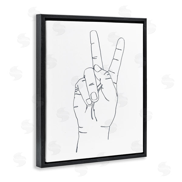 Stupell Industries Ziwei Li | Hand With Peace Sign Minimal Line Drawing Wall Art