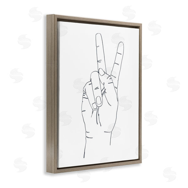 Stupell Industries Ziwei Li | Hand With Peace Sign Minimal Line Drawing Wall Art