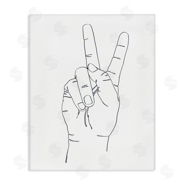 stupell industries Ziwei Li | Hand with Peace Sign Minimal Line Drawing Wall Art