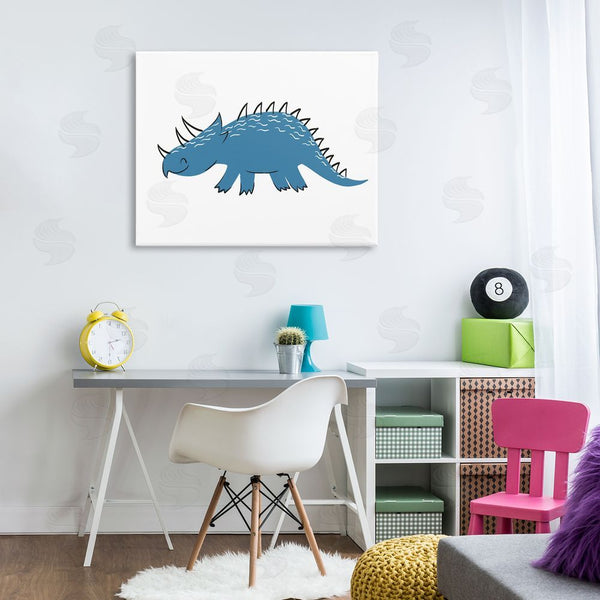 Stupell Industries Ziwei Li | Happy Blue Dinosaur Fun Spiked Kids' Reptile Wall Art