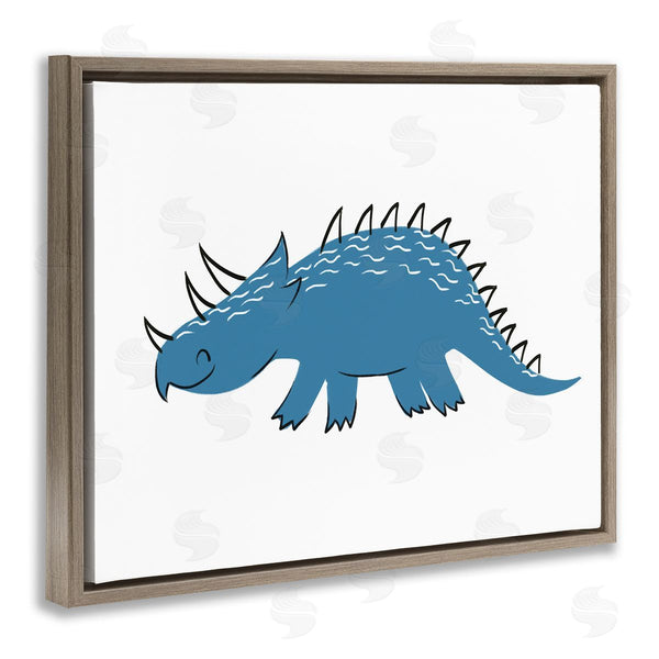 Stupell Industries Ziwei Li | Happy Blue Dinosaur Fun Spiked Kids' Reptile Wall Art