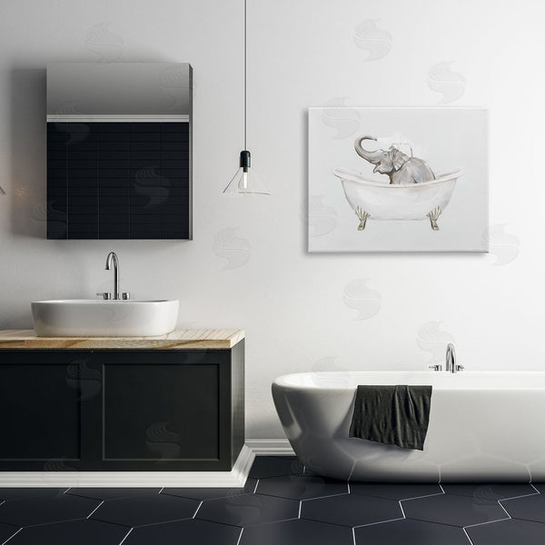 Stupell Industries Ziwei Li | Happy Elephant Splashing Bathtub Wall Art