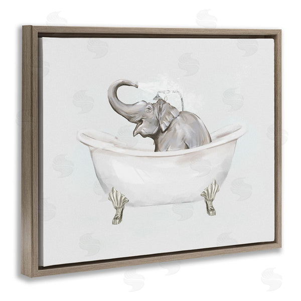 Stupell Industries Ziwei Li | Happy Elephant Splashing Bathtub Wall Art