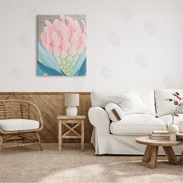 Stupell Industries Ziwei Li | Hatched Pattern Dahlia Bud Pink Spring Blooms Wall Art