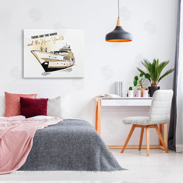 Stupell Industries Ziwei Li | Haves And Have Yachts Trendy Luxury Glam Phrase Wall Art