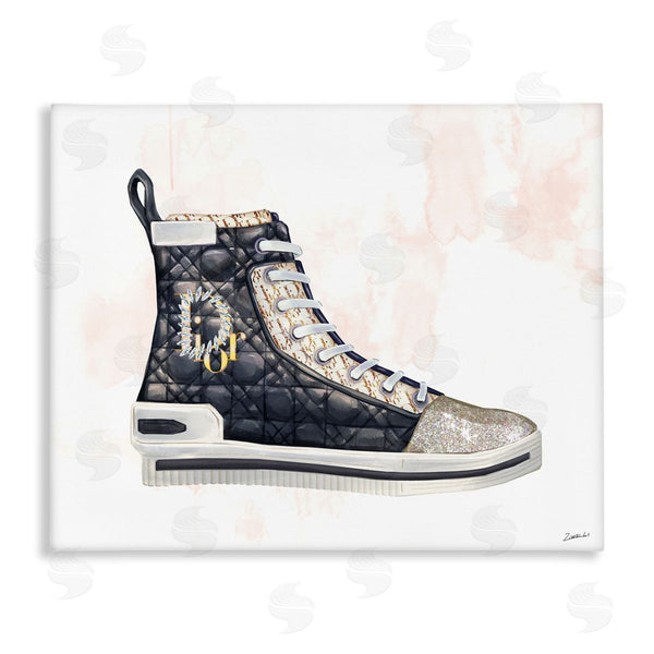 stupell industries Ziwei Li | High Top Fashion Forward Quilted Sneakers Glam Style Wall Art
