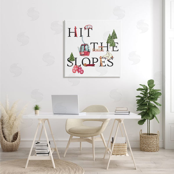 Stupell Industries Ziwei Li | Hit The Slopes Phrase Winter Sports Motivational Wall Art