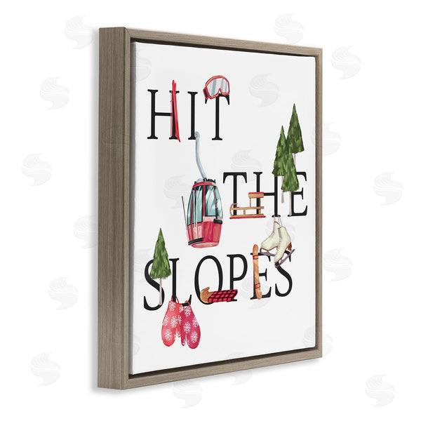 Stupell Industries Ziwei Li | Hit The Slopes Phrase Winter Sports Motivational Wall Art