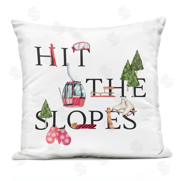Stupell Industries Ziwei Li | Hit The Slopes Winter Sports Motivating Phrase Printed Throw Pillow
