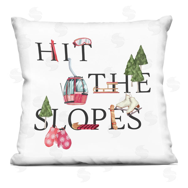 stupell industries Ziwei Li | Hit The Slopes Winter Sports Motivating Phrase Printed Throw Pillow