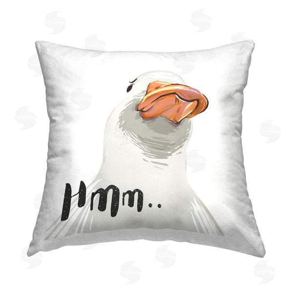 stupell industries Ziwei Li | Hmm Thinking White Duck Animal Printed Throw Pillow