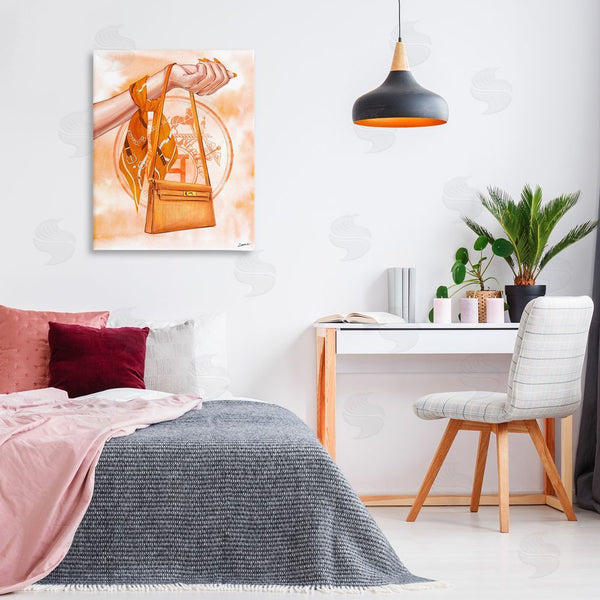 Stupell Industries Ziwei Li | Holding Orange Handbag Wall Art