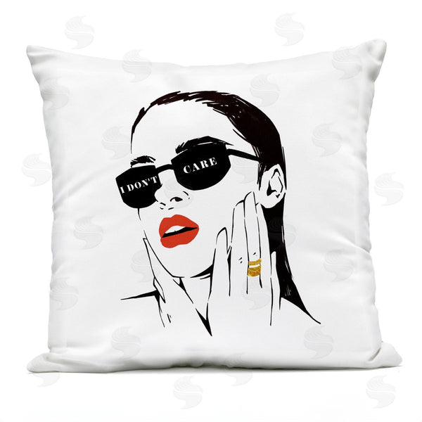 Stupell Industries Ziwei Li | I Don't Care Glam Fashion Shades Woman Portrait Printed Throw Pillow