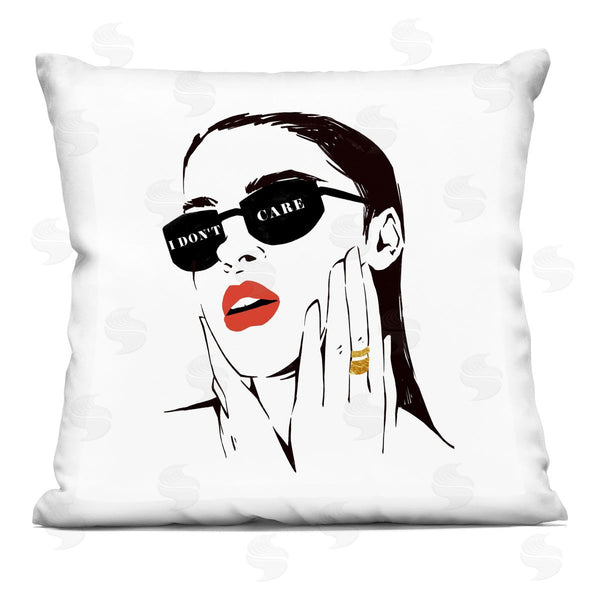 stupell industries Ziwei Li | I Don't Care Glam Fashion Shades Woman Portrait Printed Throw Pillow