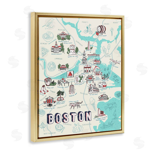 Stupell Industries Ziwei Li | Illustrated Boston Landmark Map