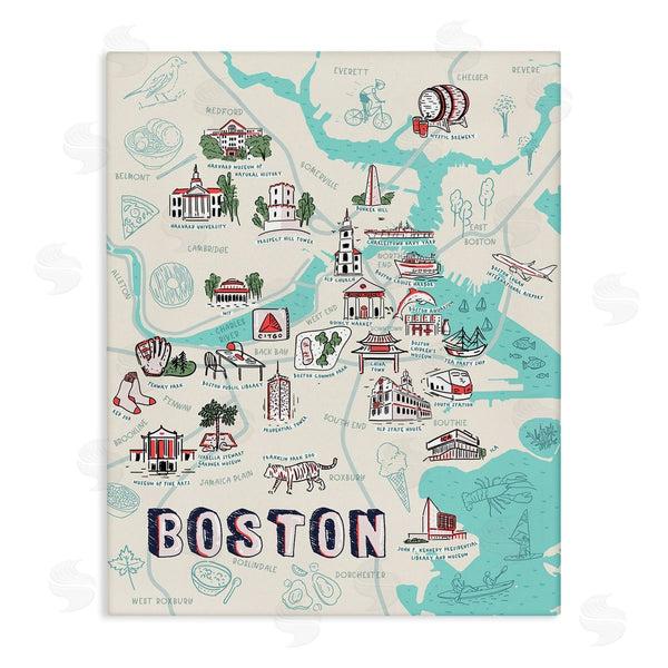 stupell industries Ziwei Li | Illustrated Boston Landmark Map