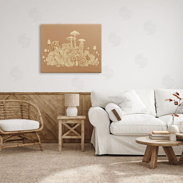 Stupell Industries Ziwei Li | Intricate Forest Mushrooms Plants Neutral Tones Drawing Wall Art