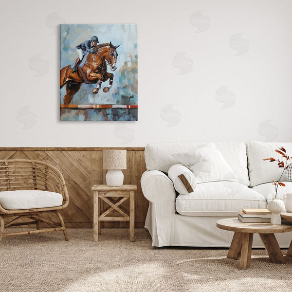 Stupell Industries Ziwei Li | Jockey Jumping Hurdle Wall Art
