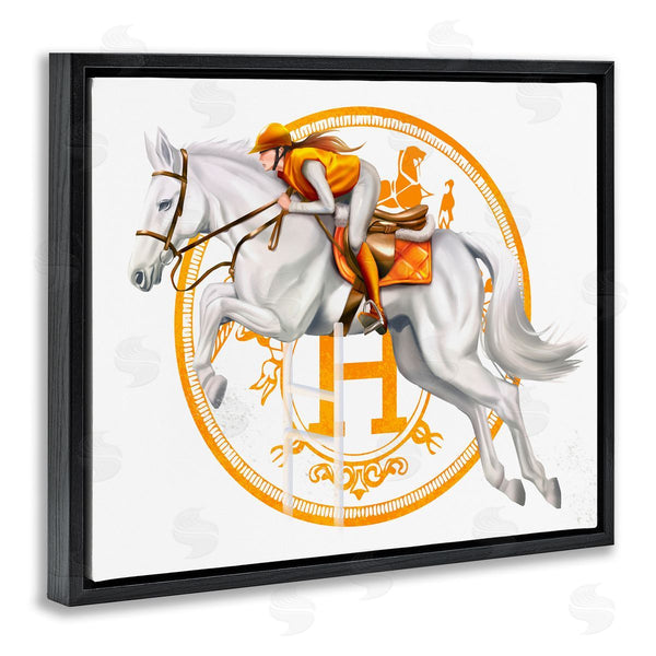 Stupell Industries Ziwei Li | Jockey Riding Race Horse Glam Fashion Logo Wall Art