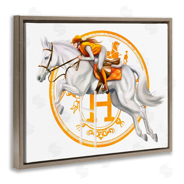 Stupell Industries Ziwei Li | Jockey Riding Race Horse Glam Fashion Logo Wall Art