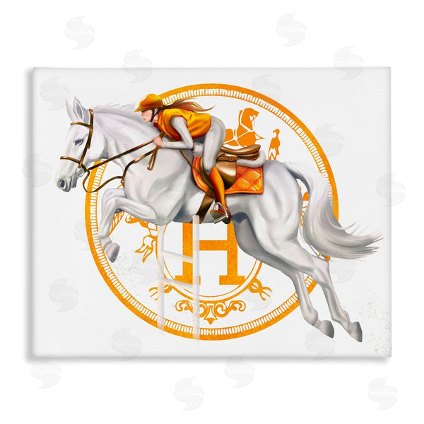 stupell industries Ziwei Li | Jockey Riding Race Horse Glam Fashion Logo Wall Art