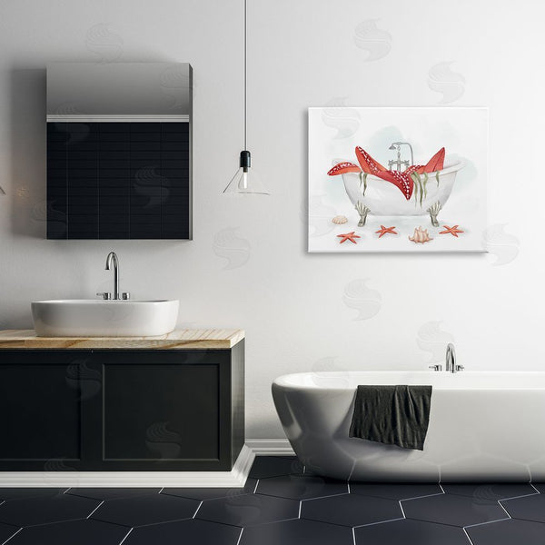 Stupell Industries Ziwei Li | Large Red Starfish Ocean Inspired Claw Bath Tub Wall Art
