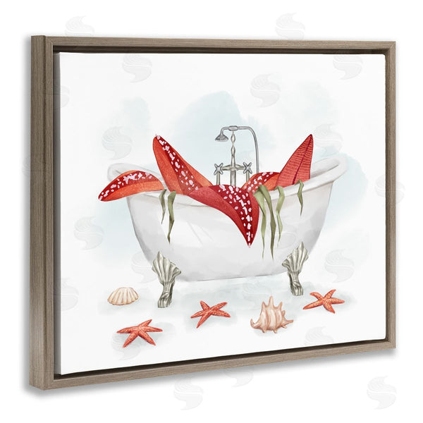 Stupell Industries Ziwei Li | Large Red Starfish Ocean Inspired Claw Bath Tub Wall Art