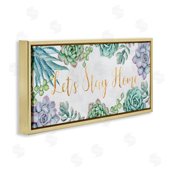 Stupell Industries Ziwei Li | Let's Stay Home Phrase Green Purple Succulents