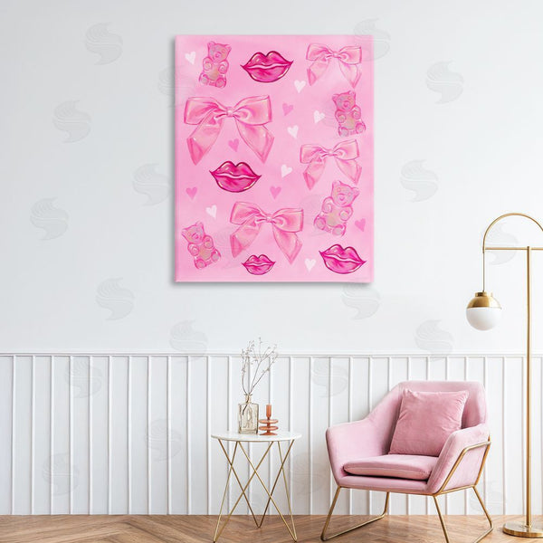 Stupell Industries Ziwei Li | Lips Bows & Bears On Pink