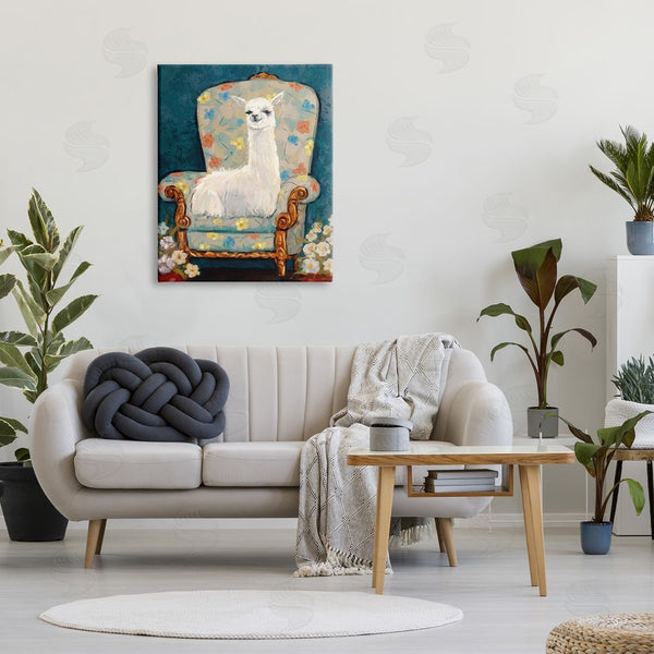 Stupell Industries Ziwei Li | Llama On Floral Armchair Wall Art