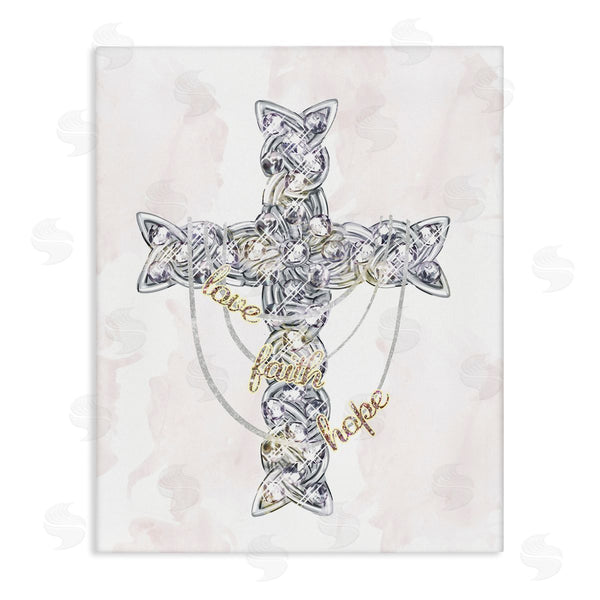 stupell industries Ziwei Li | Love Faith Hope Sentiment Glam Design Cross Wall Art