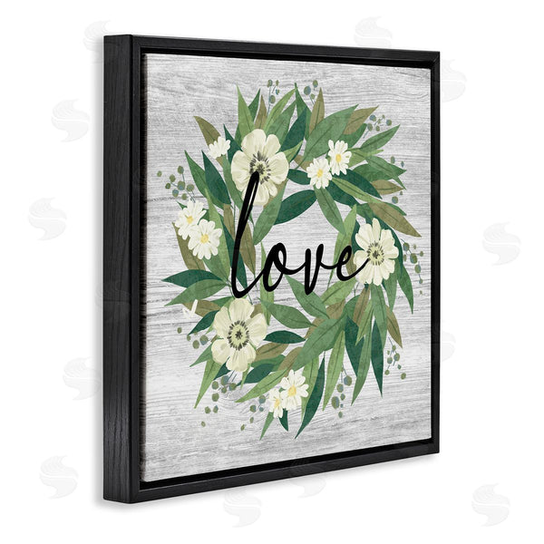 Stupell Industries Ziwei Li | Love Typography White Blossom Wreath Country Botanicals Wall Art
