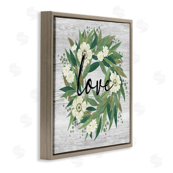 Stupell Industries Ziwei Li | Love Typography White Blossom Wreath Country Botanicals Wall Art