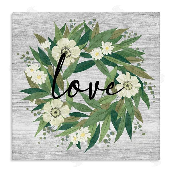 stupell industries Ziwei Li | Love Typography White Blossom Wreath Country Botanicals Wall Art