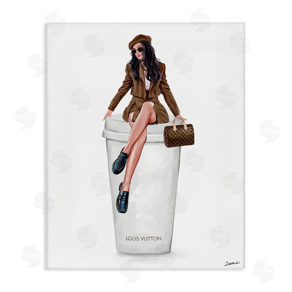 stupell industries Ziwei Li | Lovely Lady on Coffee Cup Wall Art