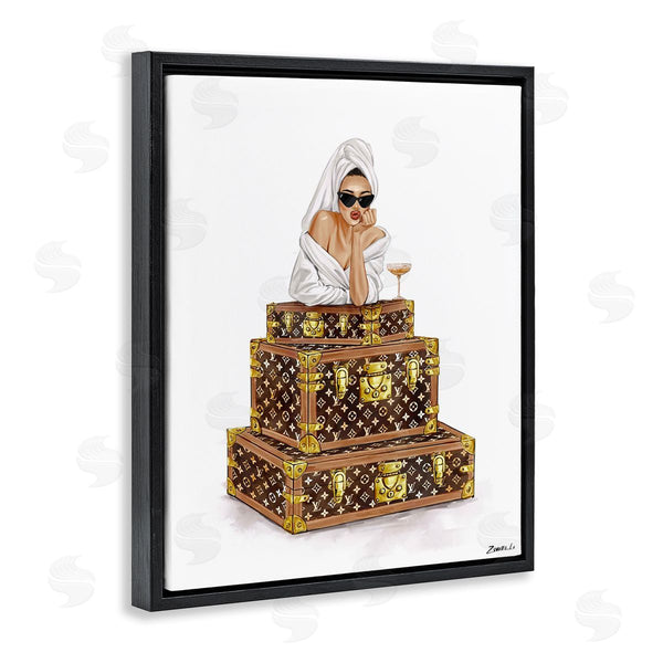 Stupell Industries Ziwei Li | Luxury Bathrobe Girl & Champagne