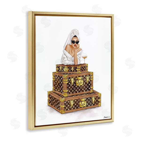 Stupell Industries Ziwei Li | Luxury Bathrobe Girl & Champagne