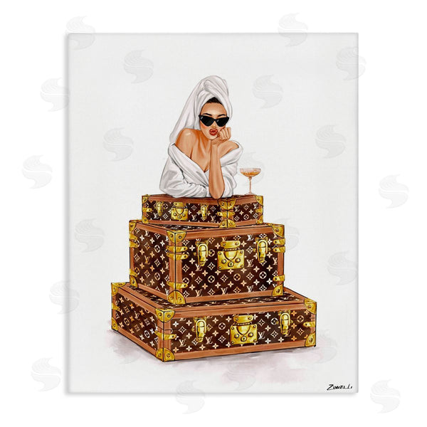 stupell industries Ziwei Li | Luxury Bathrobe Girl & Champagne
