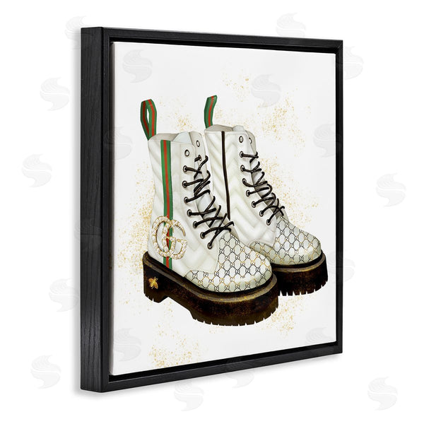 Stupell Industries Ziwei Li | Luxury Shoes Fashion Glam Gold Silver Diamond Pattern Wall Art