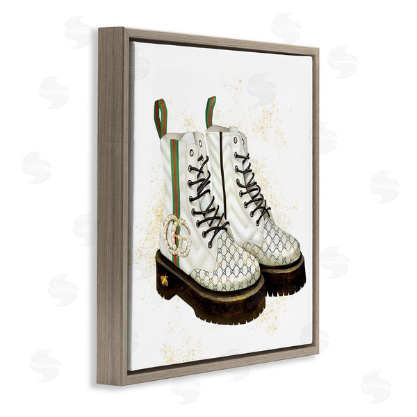 Stupell Industries Ziwei Li | Luxury Shoes Fashion Glam Gold Silver Diamond Pattern Wall Art