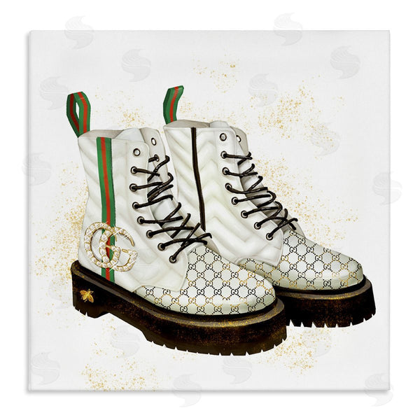stupell industries Ziwei Li | Luxury Shoes Fashion Glam Gold Silver Diamond Pattern Wall Art