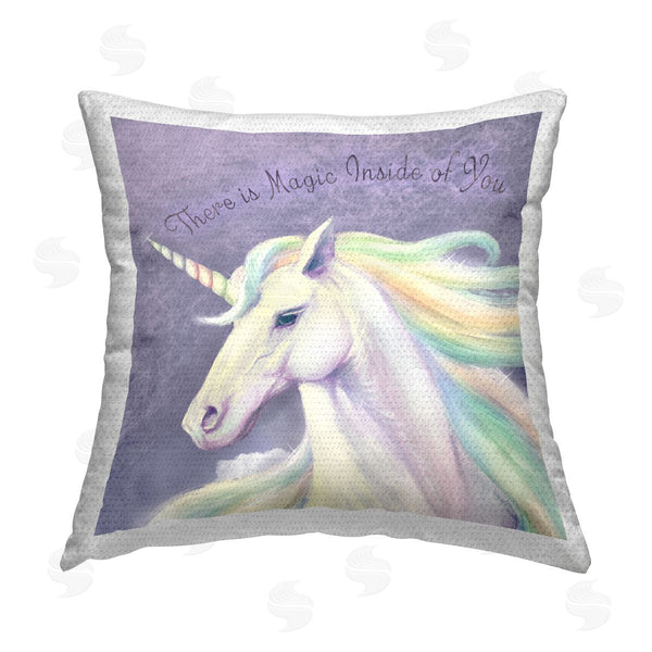 Stupell Industries Ziwei Li | Magic Inside Purple Unicorn Printed Throw Pillow