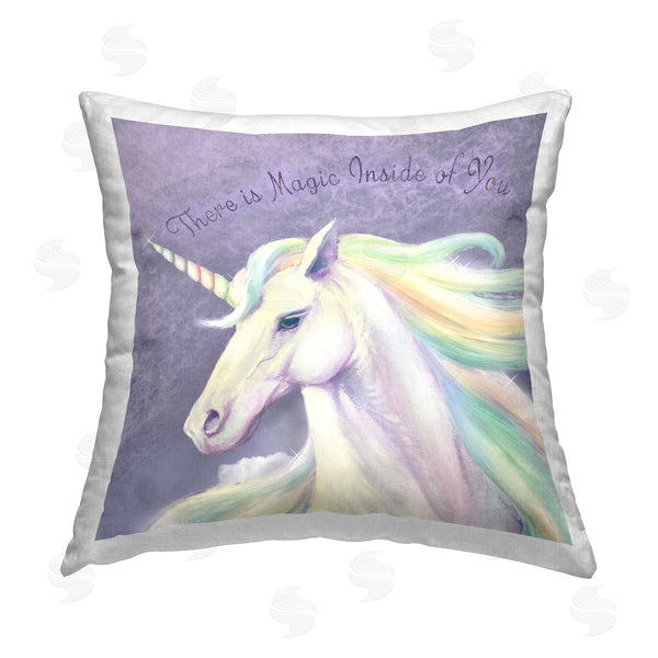 stupell industries Ziwei Li | Magic Inside Purple Unicorn Printed Throw Pillow