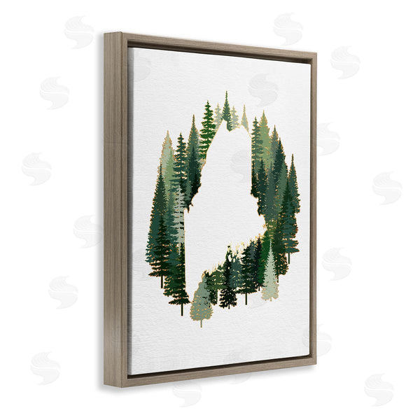 Stupell Industries Ziwei Li | Maine State Outline Green Forest Pine Trees