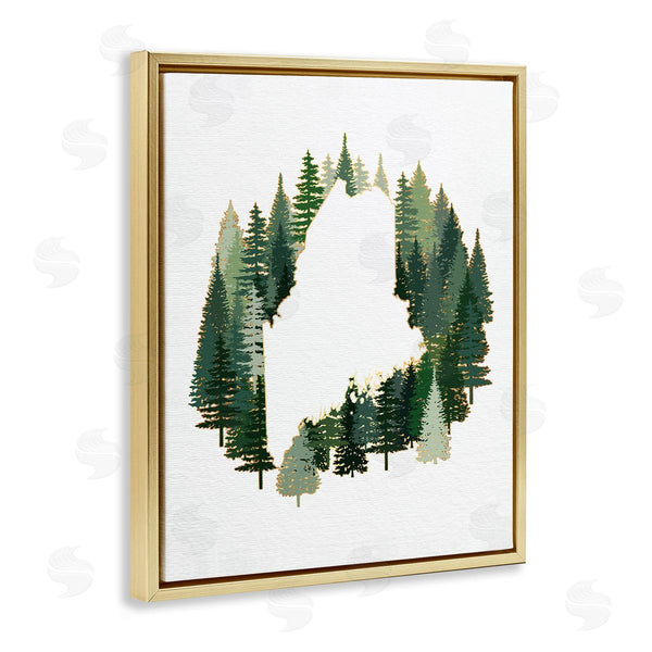 Stupell Industries Ziwei Li | Maine State Outline Green Forest Pine Trees