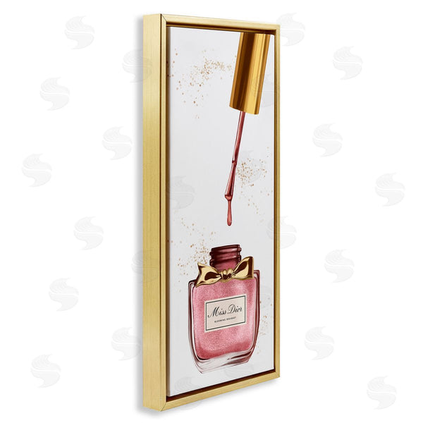 Stupell Industries Ziwei Li | Makeup Nail Polish Brush Gold & Pink