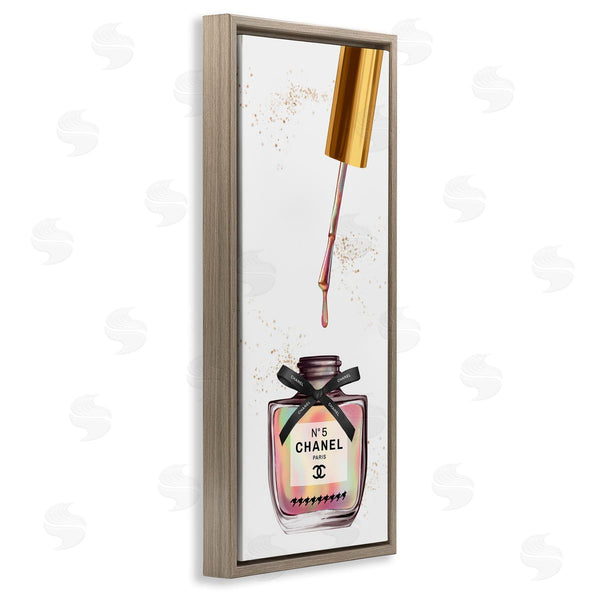 Stupell Industries Ziwei Li | Makeup Nail Polish Brush Rainbow & Gold