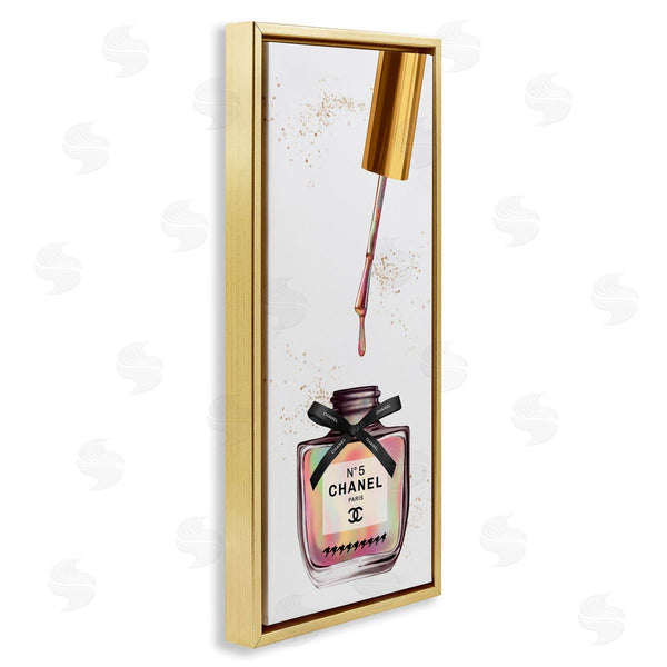 Stupell Industries Ziwei Li | Makeup Nail Polish Brush Rainbow & Gold