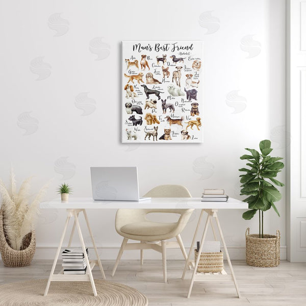 Stupell Industries Ziwei Li | Man's Best Friend Alphabet Playful Dog ABC Chart Wall Art