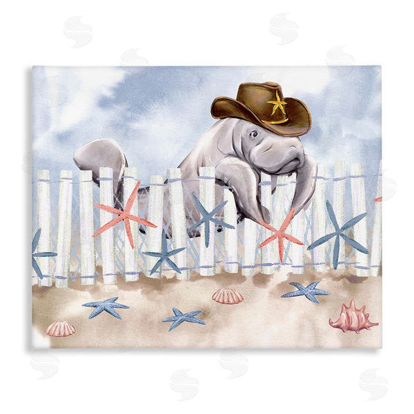 stupell industries Ziwei Li | Manatee in Cowboy Hat Wall Art